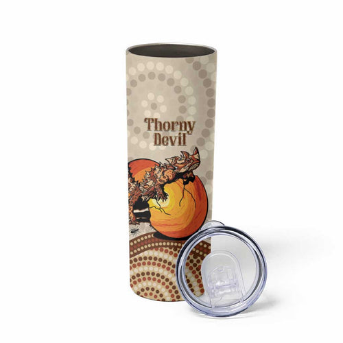 Thorny Devil Australia Skinny Tumbler Baby Moloch Horridus With Ants - Aboriginal Art