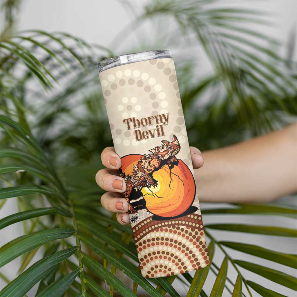 Thorny Devil Australia Skinny Tumbler Baby Moloch Horridus With Ants - Aboriginal Art