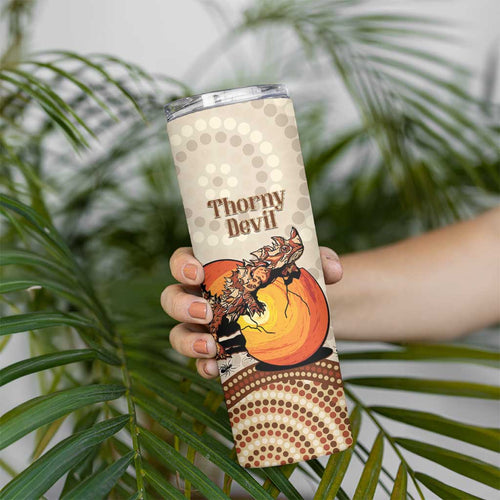 Thorny Devil Australia Skinny Tumbler Baby Moloch Horridus With Ants - Aboriginal Art