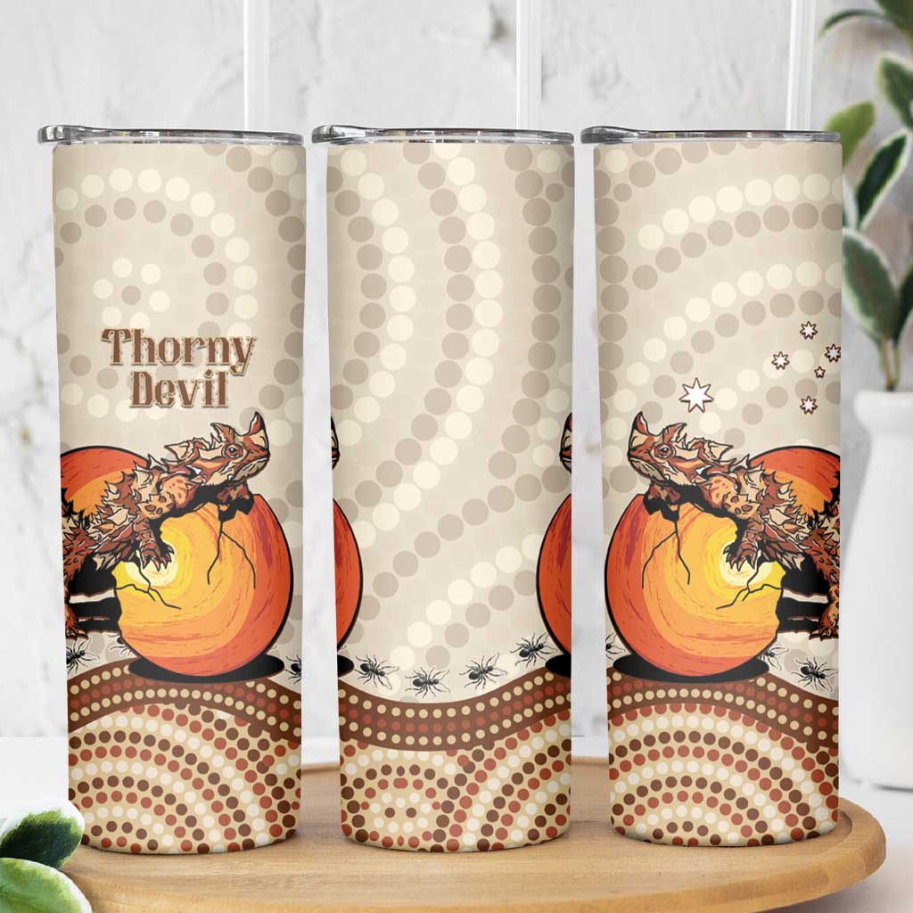 Thorny Devil Australia Skinny Tumbler Baby Moloch Horridus With Ants - Aboriginal Art