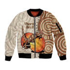 Thorny Devil Australia Sleeve Zip Bomber Jacket Baby Moloch Horridus With Ants - Aboriginal Art