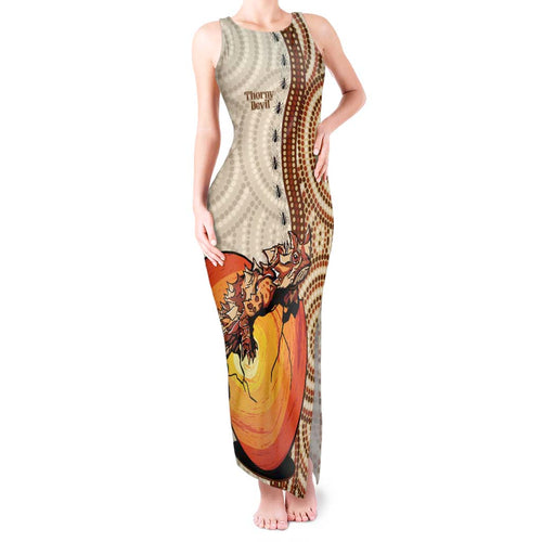 Thorny Devil Australia Tank Maxi Dress Baby Moloch Horridus With Ants - Aboriginal Art