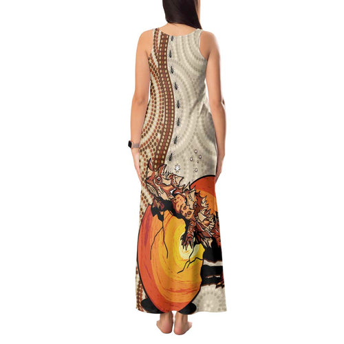 Thorny Devil Australia Tank Maxi Dress Baby Moloch Horridus With Ants - Aboriginal Art