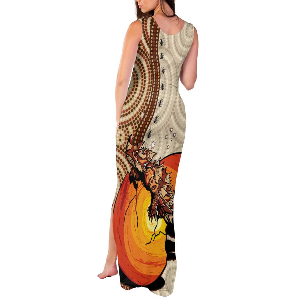 Thorny Devil Australia Tank Maxi Dress Baby Moloch Horridus With Ants - Aboriginal Art