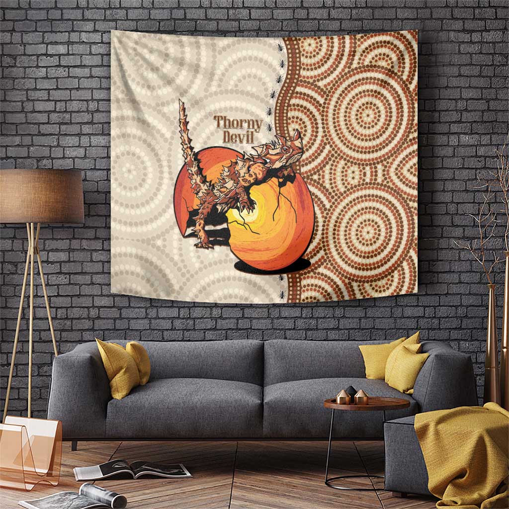 Thorny Devil Australia Tapestry Baby Moloch Horridus With Ants - Aboriginal Art