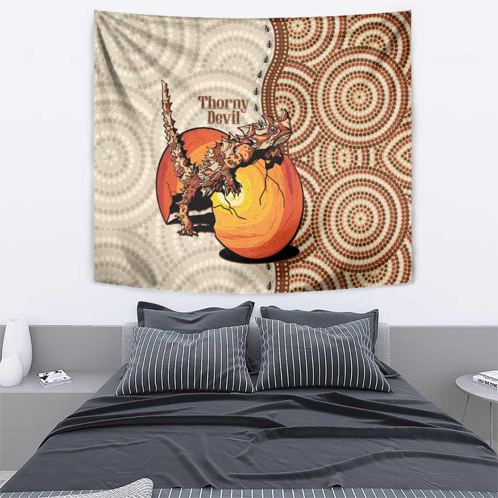 Thorny Devil Australia Tapestry Baby Moloch Horridus With Ants - Aboriginal Art