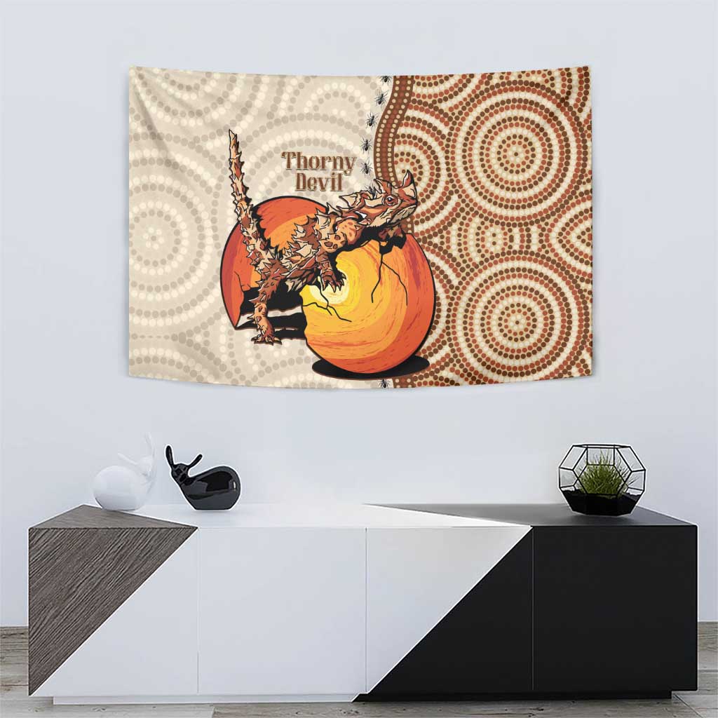Thorny Devil Australia Tapestry Baby Moloch Horridus With Ants - Aboriginal Art