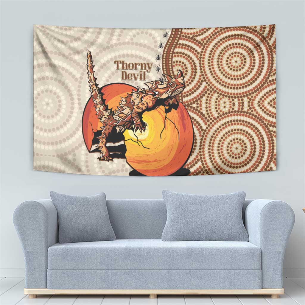 Thorny Devil Australia Tapestry Baby Moloch Horridus With Ants - Aboriginal Art