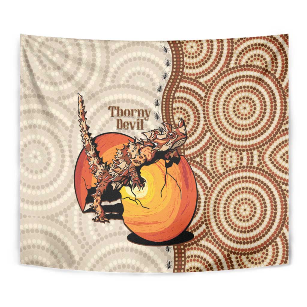 Thorny Devil Australia Tapestry Baby Moloch Horridus With Ants - Aboriginal Art