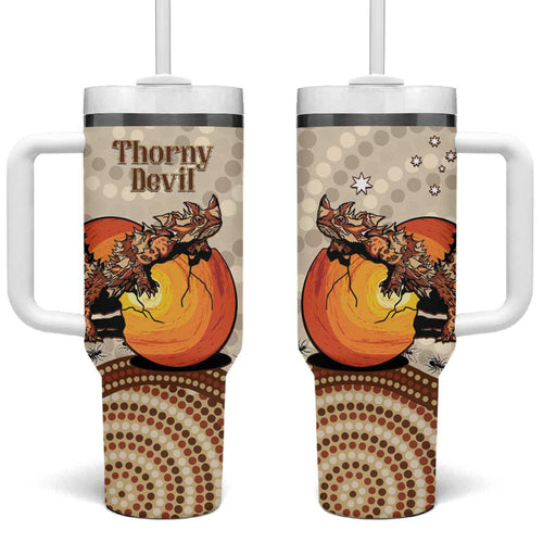Thorny Devil Australia Tumbler With Handle Baby Moloch Horridus With Ants - Aboriginal Art