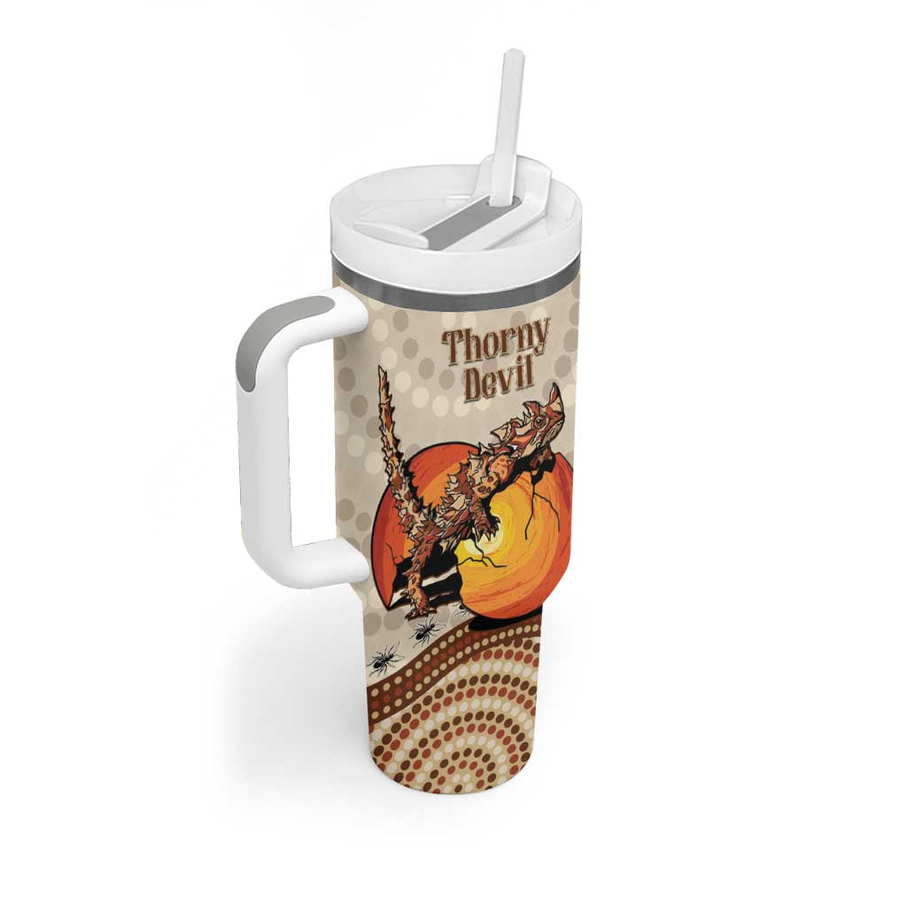 Thorny Devil Australia Tumbler With Handle Baby Moloch Horridus With Ants - Aboriginal Art