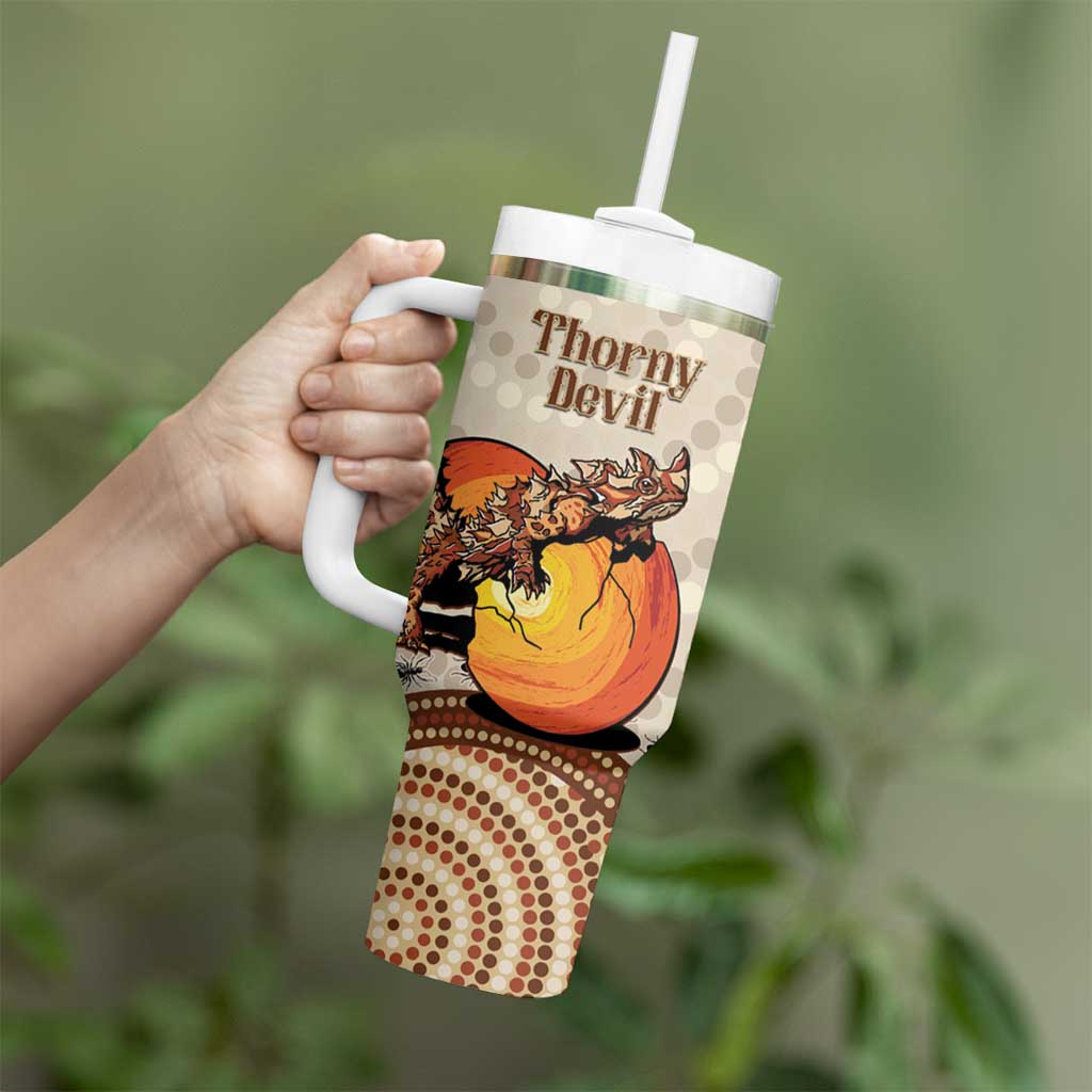 Thorny Devil Australia Tumbler With Handle Baby Moloch Horridus With Ants - Aboriginal Art