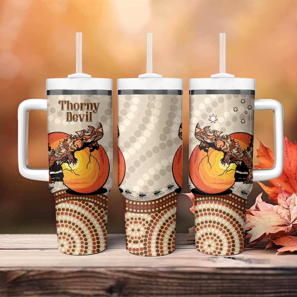 Thorny Devil Australia Tumbler With Handle Baby Moloch Horridus With Ants - Aboriginal Art