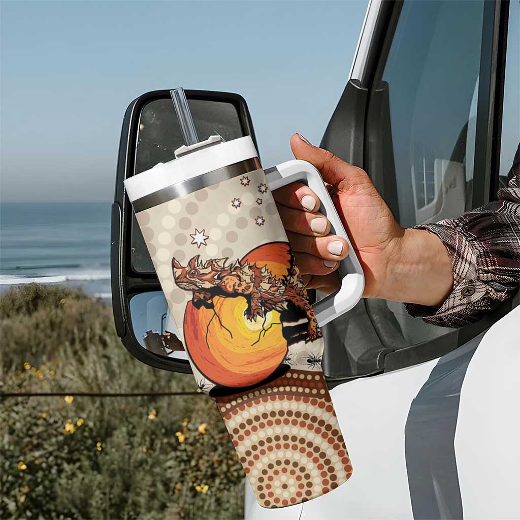 Thorny Devil Australia Tumbler With Handle Baby Moloch Horridus With Ants - Aboriginal Art