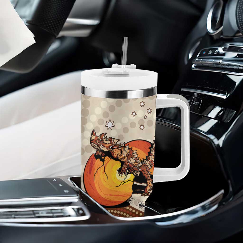 Thorny Devil Australia Tumbler With Handle Baby Moloch Horridus With Ants - Aboriginal Art
