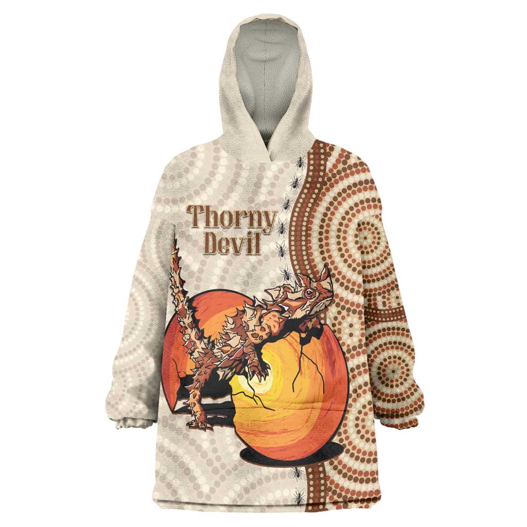 Thorny Devil Australia Wearable Blanket Hoodie Baby Moloch Horridus With Ants - Aboriginal Art