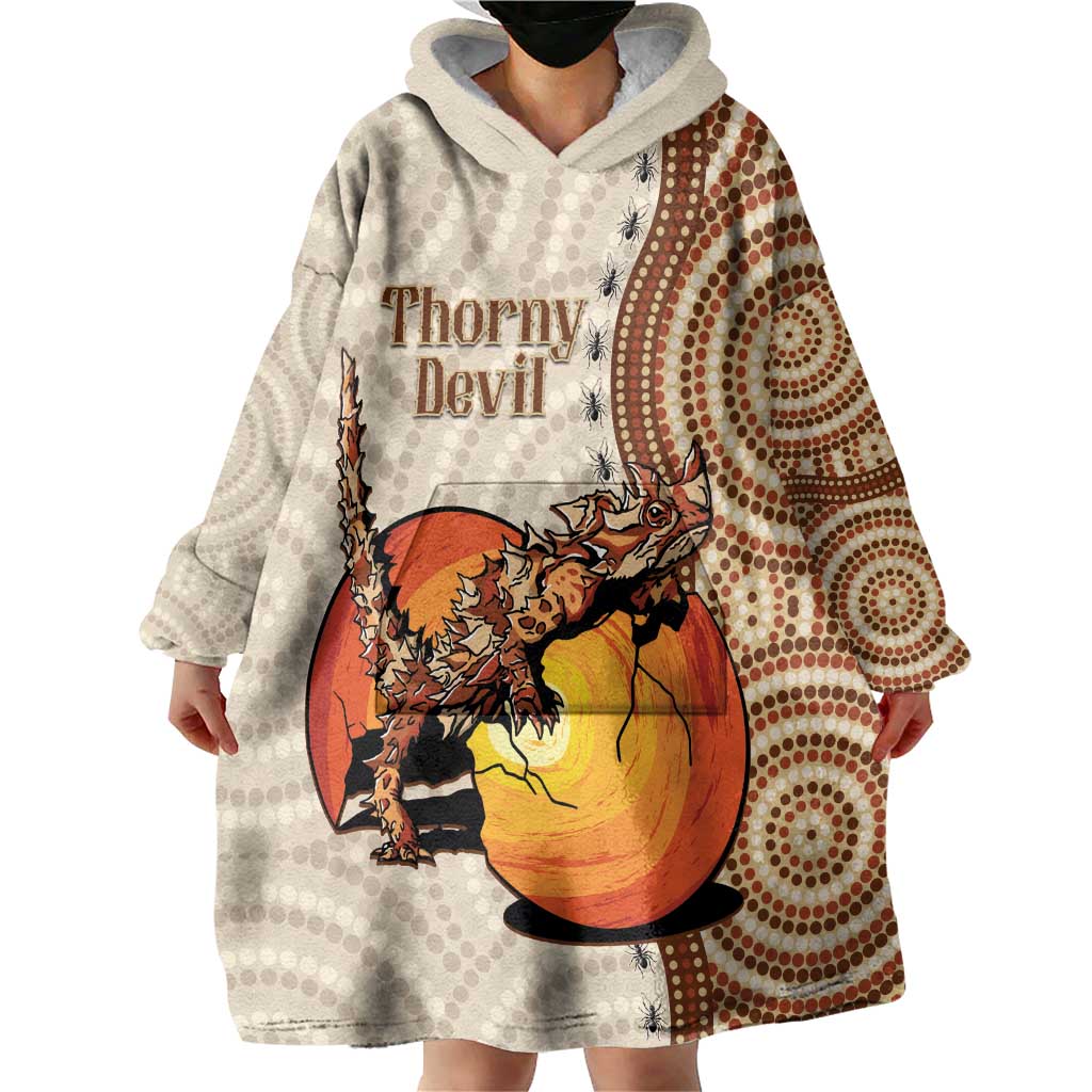 Thorny Devil Australia Wearable Blanket Hoodie Baby Moloch Horridus With Ants - Aboriginal Art