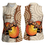 Thorny Devil Australia Women Sleeveless Polo Shirt Baby Moloch Horridus With Ants - Aboriginal Art