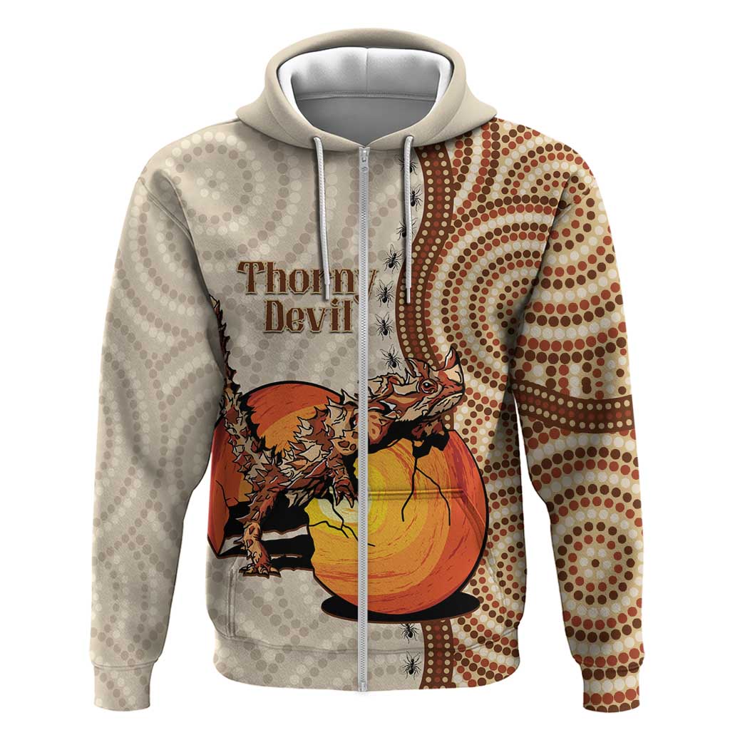 Thorny Devil Australia Zip Hoodie Baby Moloch Horridus With Ants - Aboriginal Art