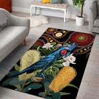 Australia Palm Cockatoo Area Rug Aussie Banksia - Aboriginal Pattern