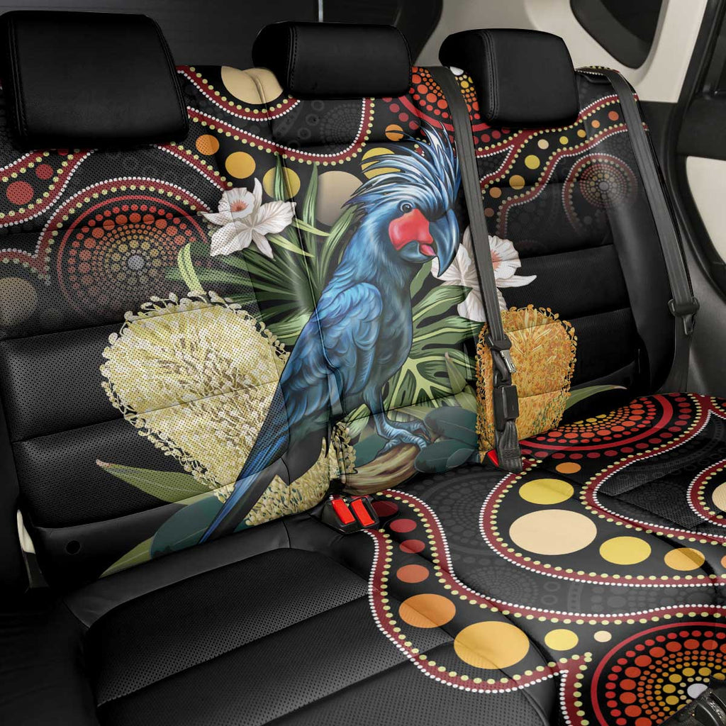 Australia Palm Cockatoo Back Car Seat Cover Aussie Banksia - Aboriginal Pattern