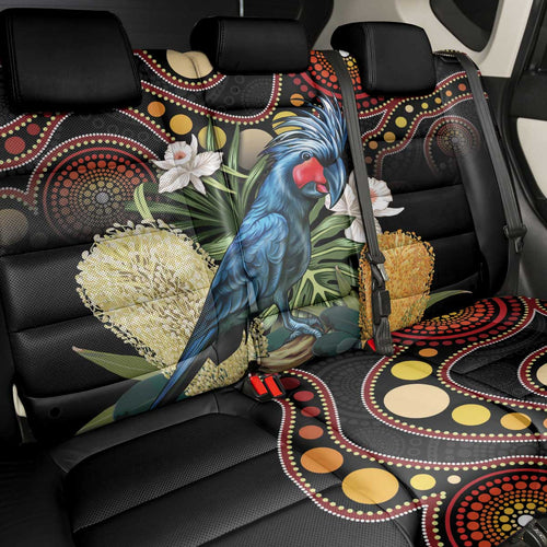 Australia Palm Cockatoo Back Car Seat Cover Aussie Banksia - Aboriginal Pattern