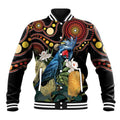 Australia Palm Cockatoo Baseball Jacket Aussie Banksia - Aboriginal Pattern