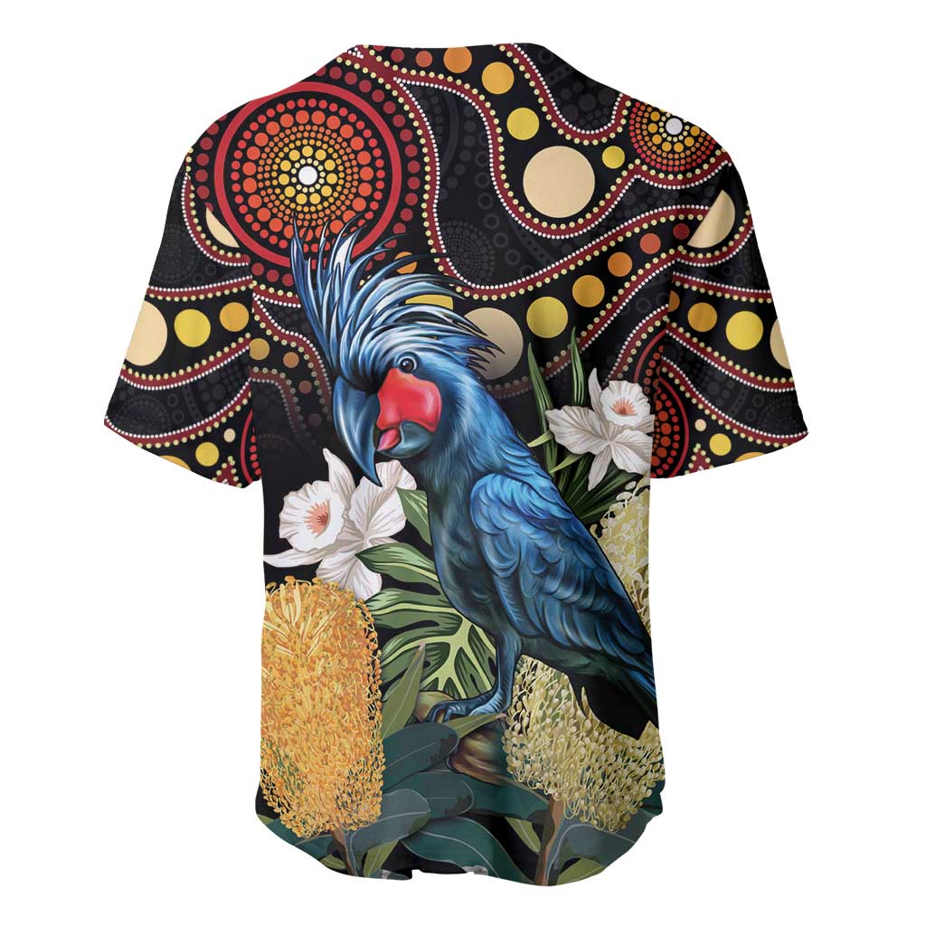 Australia Palm Cockatoo Baseball Jersey Aussie Banksia - Aboriginal Pattern