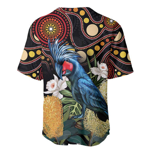 Australia Palm Cockatoo Baseball Jersey Aussie Banksia - Aboriginal Pattern