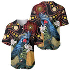 Australia Palm Cockatoo Baseball Jersey Aussie Banksia - Aboriginal Pattern
