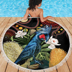 Australia Palm Cockatoo Beach Blanket Aussie Banksia - Aboriginal Pattern