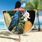 Australia Palm Cockatoo Beach Blanket Aussie Banksia - Aboriginal Pattern