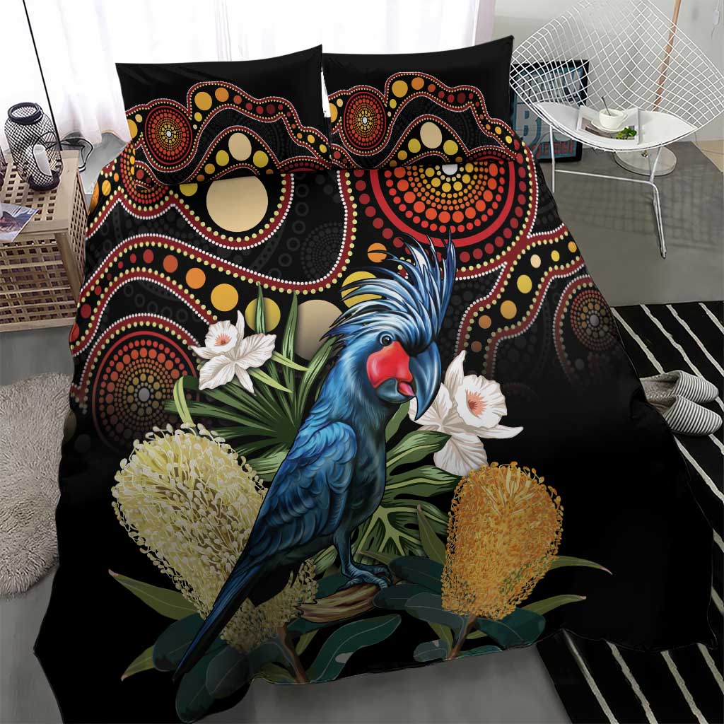 Australia Palm Cockatoo Bedding Set Aussie Banksia - Aboriginal Pattern