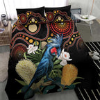 Australia Palm Cockatoo Bedding Set Aussie Banksia - Aboriginal Pattern