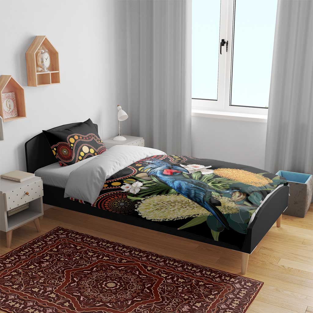 Australia Palm Cockatoo Bedding Set Aussie Banksia - Aboriginal Pattern