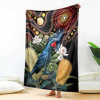 Australia Palm Cockatoo Blanket Aussie Banksia - Aboriginal Pattern