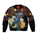 Australia Palm Cockatoo Bomber Jacket Aussie Banksia - Aboriginal Pattern