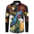 Australia Palm Cockatoo Button Sweatshirt Aussie Banksia - Aboriginal Pattern
