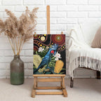 Australia Palm Cockatoo Canvas Wall Art Aussie Banksia - Aboriginal Pattern