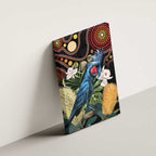 Australia Palm Cockatoo Canvas Wall Art Aussie Banksia - Aboriginal Pattern