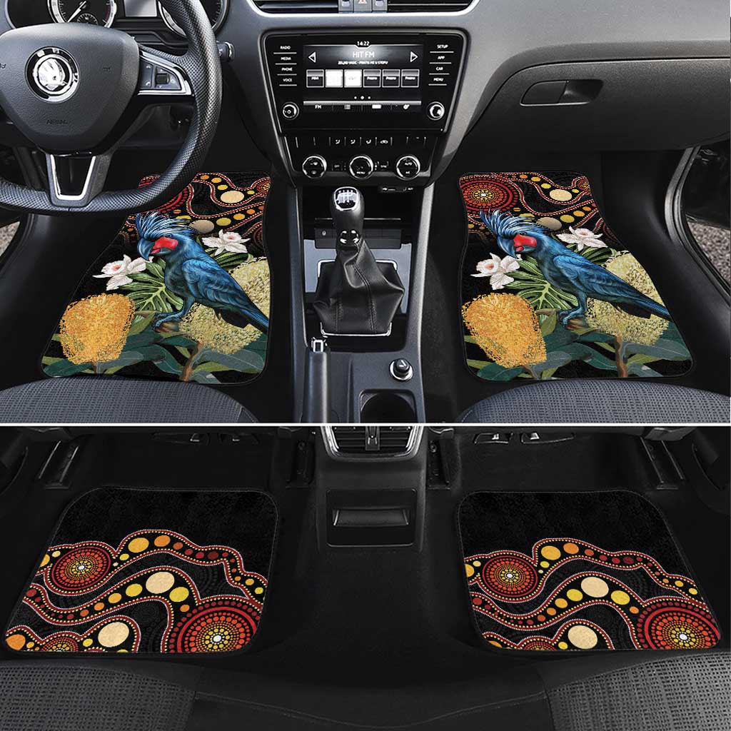 Australia Palm Cockatoo Car Mats Aussie Banksia - Aboriginal Pattern