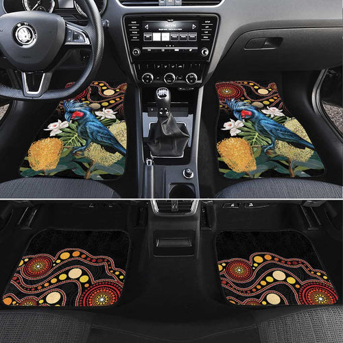 Australia Palm Cockatoo Car Mats Aussie Banksia - Aboriginal Pattern