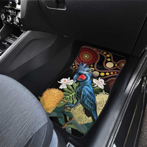 Australia Palm Cockatoo Car Mats Aussie Banksia - Aboriginal Pattern