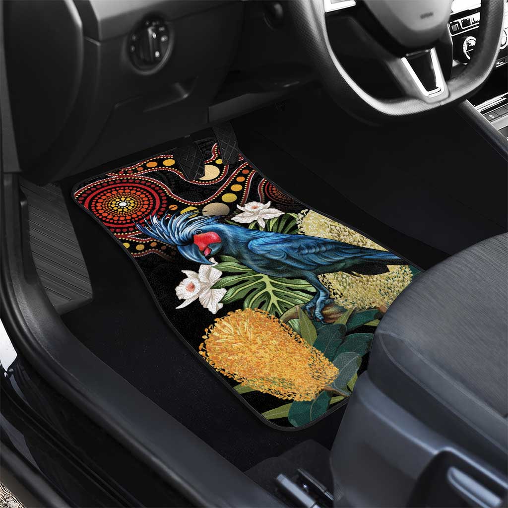 Australia Palm Cockatoo Car Mats Aussie Banksia - Aboriginal Pattern