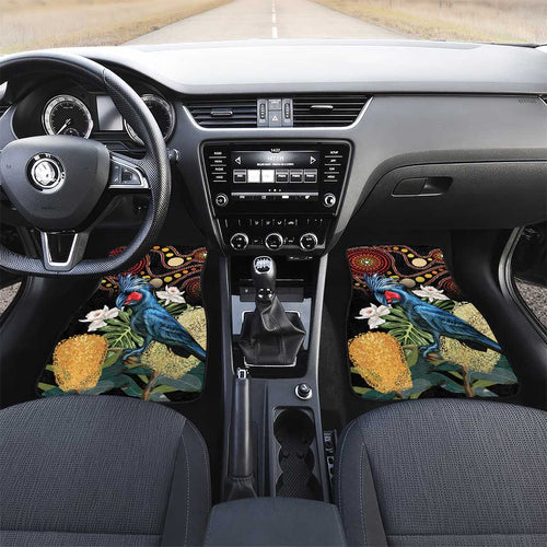 Australia Palm Cockatoo Car Mats Aussie Banksia - Aboriginal Pattern