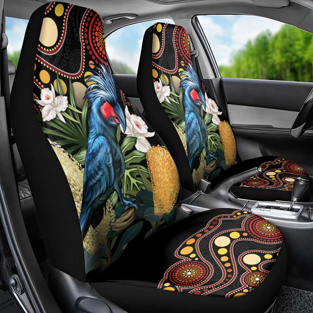 Australia Palm Cockatoo Car Seat Cover Aussie Banksia - Aboriginal Pattern