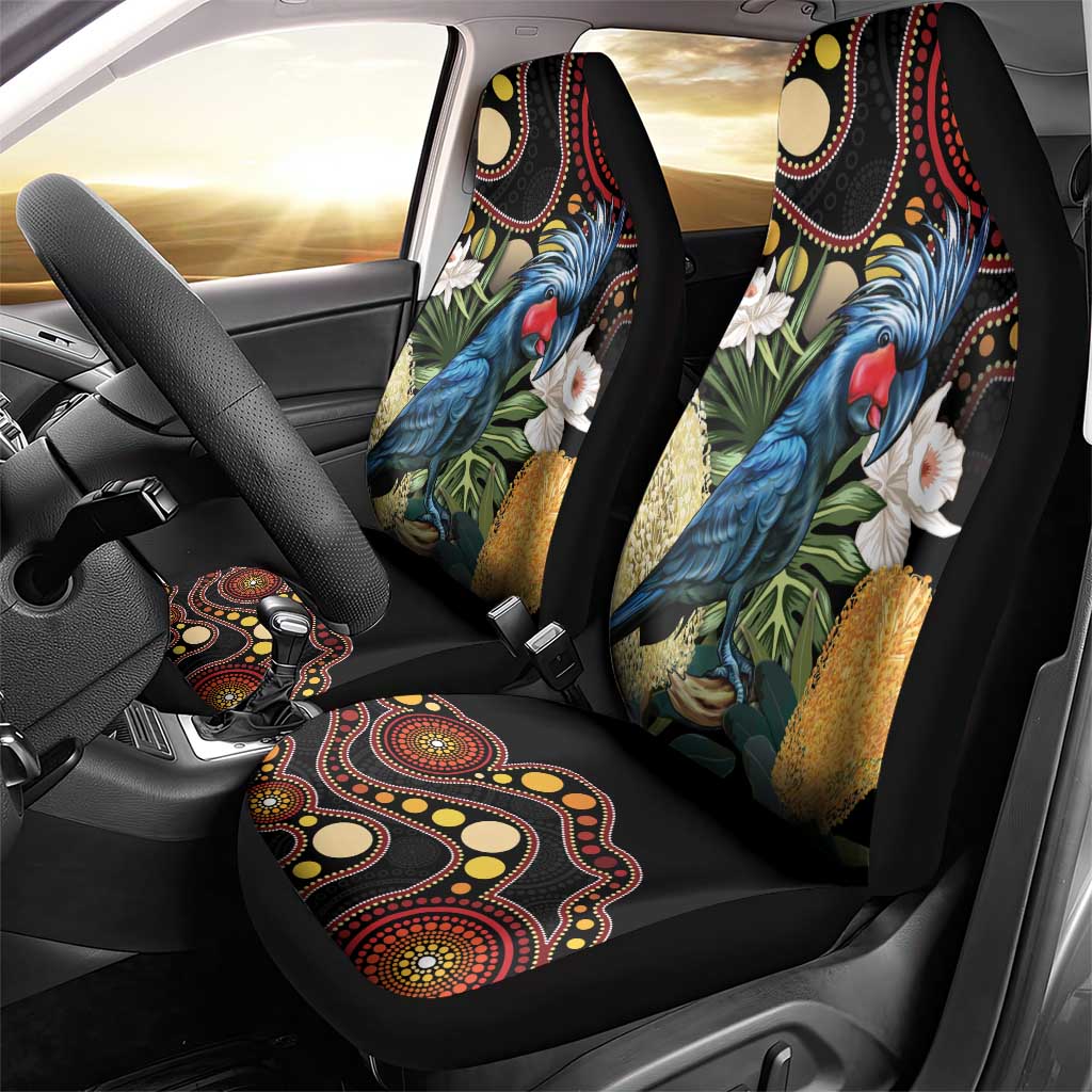 Australia Palm Cockatoo Car Seat Cover Aussie Banksia - Aboriginal Pattern