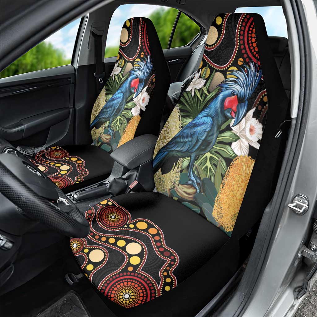Australia Palm Cockatoo Car Seat Cover Aussie Banksia - Aboriginal Pattern