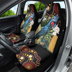 Australia Palm Cockatoo Car Seat Cover Aussie Banksia - Aboriginal Pattern