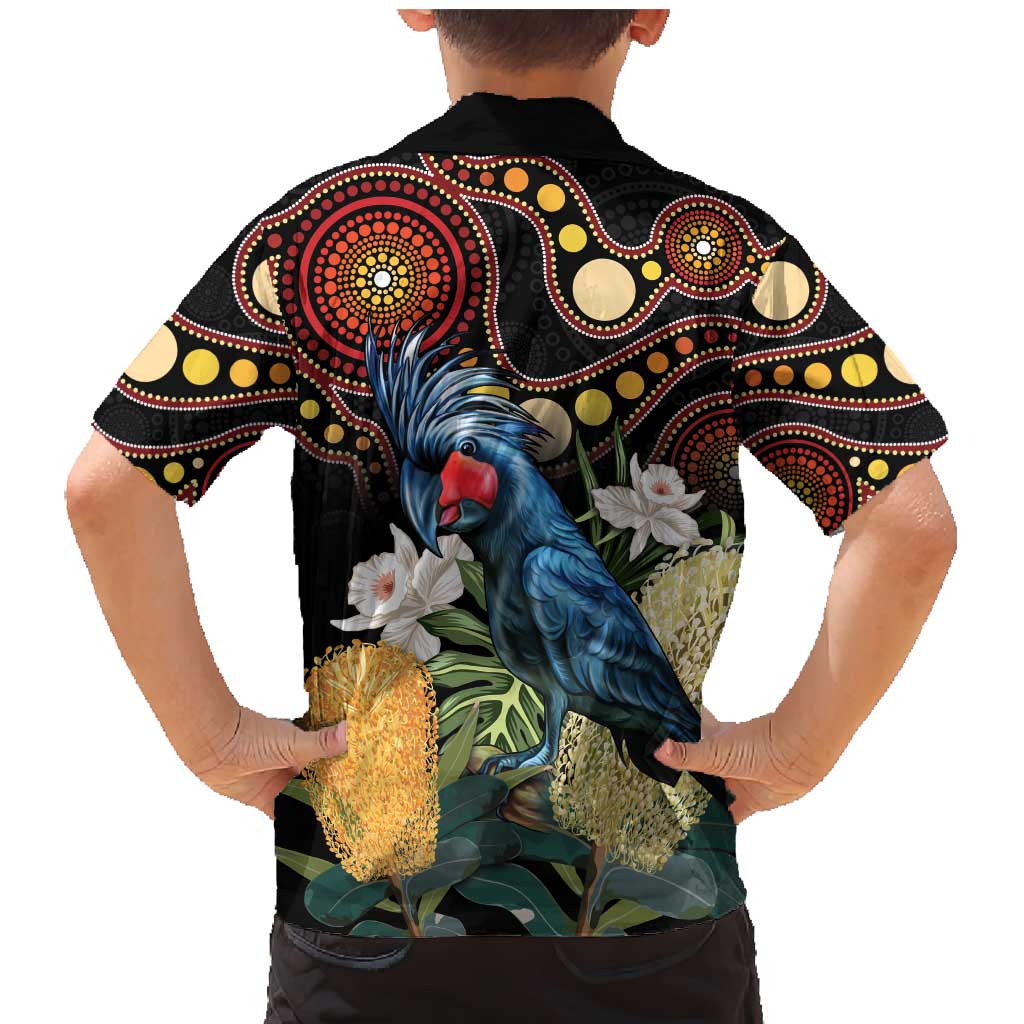 Australia Palm Cockatoo Family Matching Mermaid Dress and Hawaiian Shirt Aussie Banksia - Aboriginal Pattern